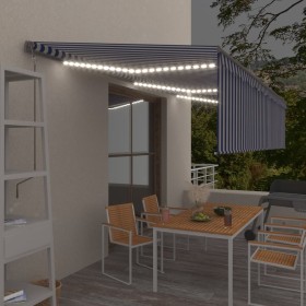 Automatic awning with LED wind sensor blue white 6x3m by vidaXL, Awnings - Ref: Foro24-3069491, Price: 750,41 €, Discount: %