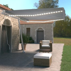 Toldo manual retráctil con LED azul y blanco 400x350 cm de vidaXL, Toldos - Ref: Foro24-3069621, Precio: 504,99 €, Descuento: %