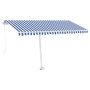 Manual retractable awning with blue and white LED 400x350 cm by vidaXL, Awnings - Ref: Foro24-3069621, Price: 503,61 €, Disco...