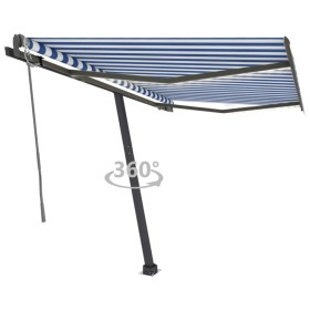 Toldo automático LED sensor de viento azul y blanco 350x250 cm de vidaXL, Toldos - Ref: Foro24-3069731, Precio: 610,99 €, Des...