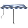 Toldo automático LED sensor de viento azul y blanco 350x250 cm de vidaXL, Toldos - Ref: Foro24-3069731, Precio: 610,99 €, Des...