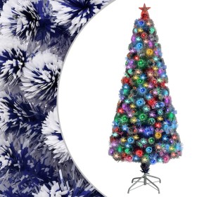 Árbol de Navidad con luces fibra óptica blanco y azul 180 cm de vidaXL, Arboles de navidad - Ref: Foro24-328457, Precio: 104,...