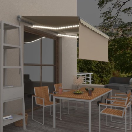 Manual retractable cream LED blind awning 3.5x2.5m by vidaXL, Awnings - Ref: Foro24-3069402, Price: 465,99 €, Discount: %