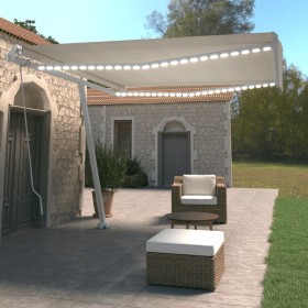 Manual retractable awning with cream-colored LED 400x350 cm by vidaXL, Awnings - Ref: Foro24-3069622, Price: 503,46 €, Discou...