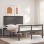 Gray solid wood bed frame with headboard 140x200 cm by vidaXL, Beds and slatted bases - Ref: Foro24-3195483, Price: 146,99 €,...