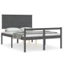 Estructura de cama con cabecero madera maciza gris 140x200 cm de vidaXL, Camas y somieres - Ref: Foro24-3195483, Precio: 146,...