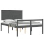 Estructura de cama con cabecero madera maciza gris 140x200 cm de vidaXL, Camas y somieres - Ref: Foro24-3195483, Precio: 146,...