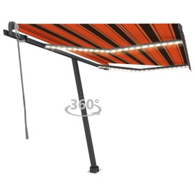 Automatic awning with wind sensor LED orange brown 300x250 cm by vidaXL, Awnings - Ref: Foro24-3069715, Price: 599,99 €, Disc...