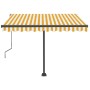 Manual retractable awning with yellow and white LED 350x250 cm by vidaXL, Awnings - Ref: Foro24-3069723, Price: 502,88 €, Dis...