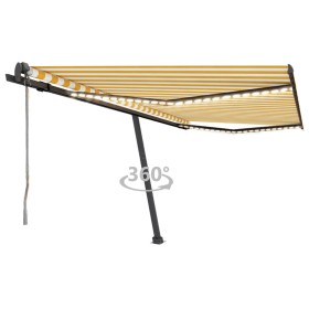 Toldo automático LED sensor de viento amarillo blanco 450x350cm de vidaXL, Toldos - Ref: Foro24-3069853, Precio: 725,01 €, De...