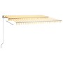 Toldo automático LED sensor de viento amarillo blanco 450x350cm de vidaXL, Toldos - Ref: Foro24-3069853, Precio: 745,99 €, De...