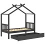 Estructura de cama infantil y cajón madera pino gris 80x160cm