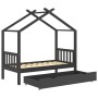 Estructura de cama infantil y cajón madera pino gris 80x160cm de vidaXL, Cunas y camas para niños - Ref: Foro24-322152, Preci...