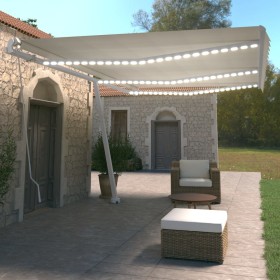 Toldo manual retráctil con LED color crema 600x350 cm de vidaXL, Toldos - Ref: Foro24-3069682, Precio: 721,99 €, Descuento: %