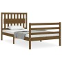 Honey brown solid wood bed frame and headboard 100x200 cm by vidaXL, Beds and slatted bases - Ref: Foro24-3194304, Price: 129...