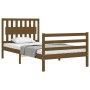 Honey brown solid wood bed frame and headboard 100x200 cm by vidaXL, Beds and slatted bases - Ref: Foro24-3194304, Price: 129...