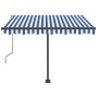 Toldo de pie retráctil manual azul y marrón 350x250 cm de vidaXL, Toldos - Ref: Foro24-3069716, Precio: 374,24 €, Descuento: %