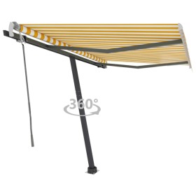 Toldo de pie retráctil manual amarillo y blanco 300x250 cm de vidaXL, Toldos - Ref: Foro24-3069698, Precio: 317,99 €, Descuen...