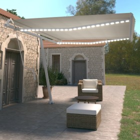 Automatic awning with LED and wind sensor cream 450x350 cm by vidaXL, Awnings - Ref: Foro24-3069652, Price: 786,00 €, Discoun...