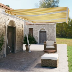 Retractable manual yellow and white freestanding awning 600x350 cm by vidaXL, Awnings - Ref: Foro24-3069678, Price: 679,99 €,...