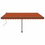 Manual retractable awning with orange and brown LED 450x300 cm by vidaXL, Awnings - Ref: Foro24-3069765, Price: 508,60 €, Dis...