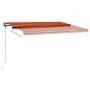 Manual retractable awning with orange and brown LED 450x300 cm by vidaXL, Awnings - Ref: Foro24-3069765, Price: 508,60 €, Dis...