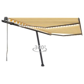 Toldo automático LED sensor de viento amarillo blanco 400x300cm de vidaXL, Toldos - Ref: Foro24-3069753, Precio: 708,02 €, De...