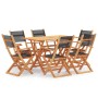 Set de comedor para jardín 7 pzas madera maciza eucalipto negro de vidaXL, Conjuntos de jardín - Ref: Foro24-3086959, Precio:...