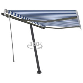 Blue and white retractable manual foot awning 300x250 cm by vidaXL, Awnings - Ref: Foro24-3069696, Price: 306,40 €, Discount: %