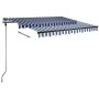 Blue and white retractable manual foot awning 300x250 cm by vidaXL, Awnings - Ref: Foro24-3069696, Price: 306,28 €, Discount: %