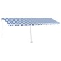 Toldo de pie retráctil manual azul y blanco 600x350 cm de vidaXL, Toldos - Ref: Foro24-3069676, Precio: 677,15 €, Descuento: %