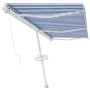 Toldo de pie retráctil manual azul y blanco 600x350 cm de vidaXL, Toldos - Ref: Foro24-3069676, Precio: 677,15 €, Descuento: %