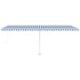 Toldo de pie retráctil manual azul y blanco 600x350 cm de vidaXL, Toldos - Ref: Foro24-3069676, Precio: 677,15 €, Descuento: %