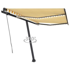 Toldo automático LED sensor de viento amarillo blanco 350x250cm de vidaXL, Toldos - Ref: Foro24-3069733, Precio: 608,99 €, De...