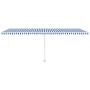 Toldo de pie retráctil manual azul y blanco 600x300 cm de vidaXL, Toldos - Ref: Foro24-3069596, Precio: 654,86 €, Descuento: %