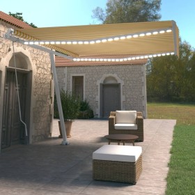 Toldo manual retráctil con LED amarillo y blanco 400x350 cm de vidaXL, Toldos - Ref: Foro24-3069623, Precio: 504,99 €, Descue...