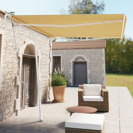 Toldo de pie automático amarillo y blanco 300x250 cm de vidaXL, Toldos - Ref: Foro24-3069508, Precio: 479,99 €, Descuento: %