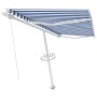 Toldo de pie retráctil manual azul y blanco 450x350 cm de vidaXL, Toldos - Ref: Foro24-3069636, Precio: 512,60 €, Descuento: %