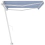 Toldo de pie retráctil manual azul y blanco 450x350 cm de vidaXL, Toldos - Ref: Foro24-3069636, Precio: 512,60 €, Descuento: %