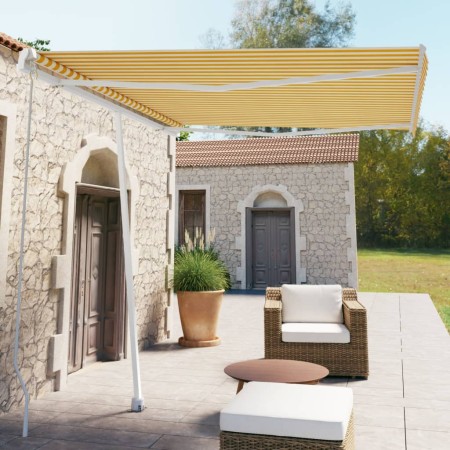 Toldo de pie retráctil manual amarillo y blanco 300x250 cm de vidaXL, Toldos - Ref: Foro24-3069498, Precio: 340,88 €, Descuen...