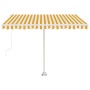 Retractable manual yellow and white freestanding awning 300x250 cm by vidaXL, Awnings - Ref: Foro24-3069498, Price: 340,88 €,...