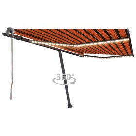 Automatic awning LED wind sensor orange brown 450x300 cm by vidaXL, Awnings - Ref: Foro24-3069775, Price: 643,44 €, Discount: %