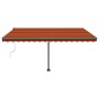 Toldo automático LED sensor de viento naranja marrón 450x300 cm de vidaXL, Toldos - Ref: Foro24-3069775, Precio: 614,66 €, De...