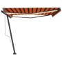 Toldo automático LED sensor de viento naranja marrón 450x300 cm de vidaXL, Toldos - Ref: Foro24-3069775, Precio: 614,66 €, De...