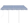 Toldo retráctil automático con postes azul y blanco 3x2,5 m de vidaXL, Toldos - Ref: Foro24-3069906, Precio: 468,99 €, Descue...