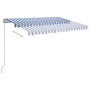 Automatic retractable awning with blue and white poles 3x2.5 m by vidaXL, Awnings - Ref: Foro24-3069906, Price: 468,28 €, Dis...