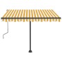 Retractable manual awning with yellow and white LED lights 300x250 cm by vidaXL, Awnings - Ref: Foro24-3069703, Price: 362,64...