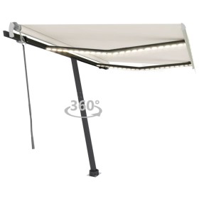 Manual retractable awning with cream LED 300x250 cm by vidaXL, Awnings - Ref: Foro24-3069702, Price: 357,10 €, Discount: %