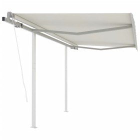 Toldo retráctil automático con postes crema 3,5x2,5 m de vidaXL, Toldos - Ref: Foro24-3069927, Precio: 448,56 €, Descuento: %