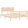 Bed frame with solid wood headboard 140x200 cm by vidaXL, Beds and slatted bases - Ref: Foro24-3195286, Price: 123,99 €, Disc...